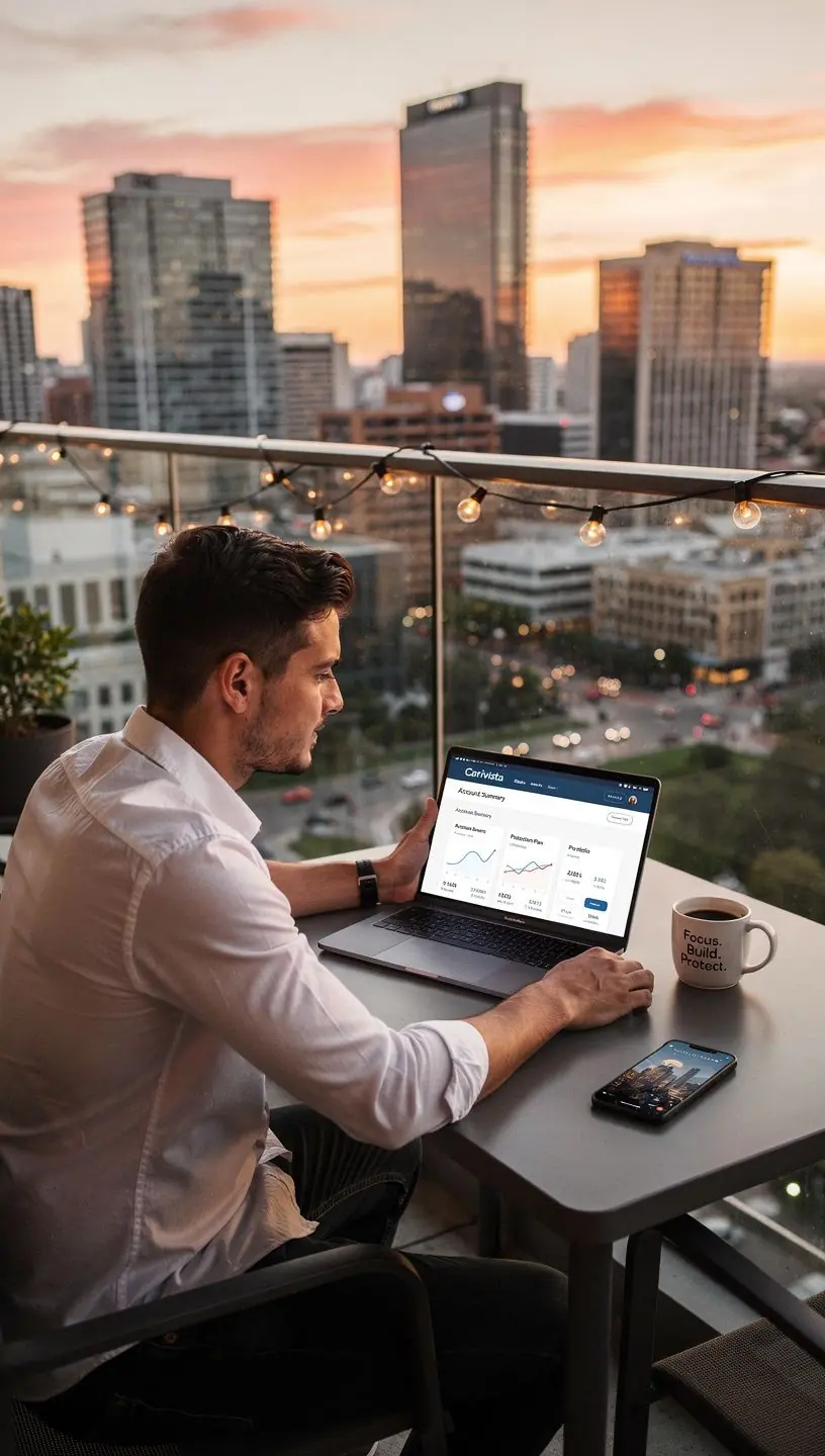 Klient korzystający z platformy online do zarządzania ubezpieczeniem