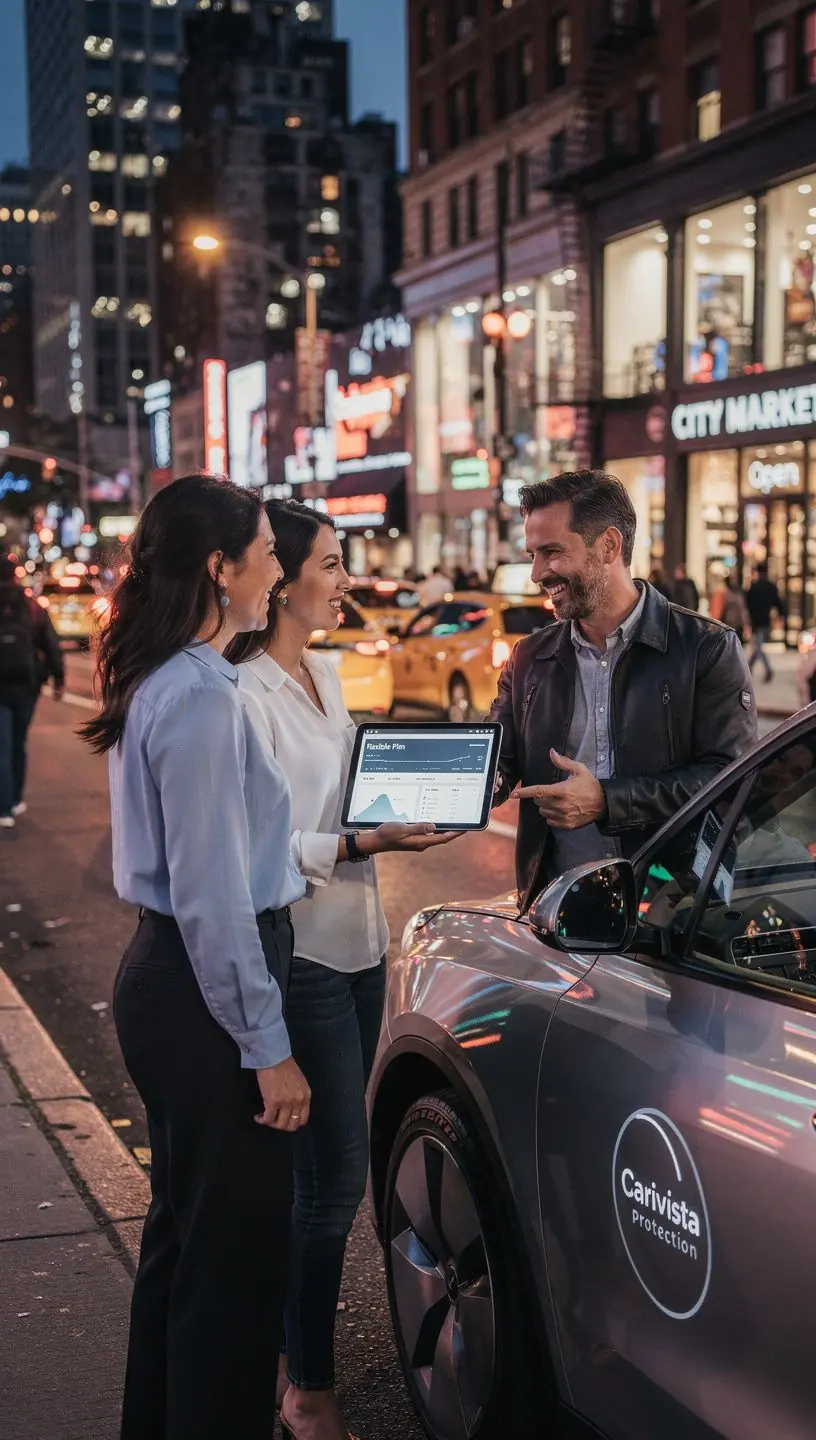 Kampania reklamowa promująca elastyczne plany ubezpieczenia samochodu.